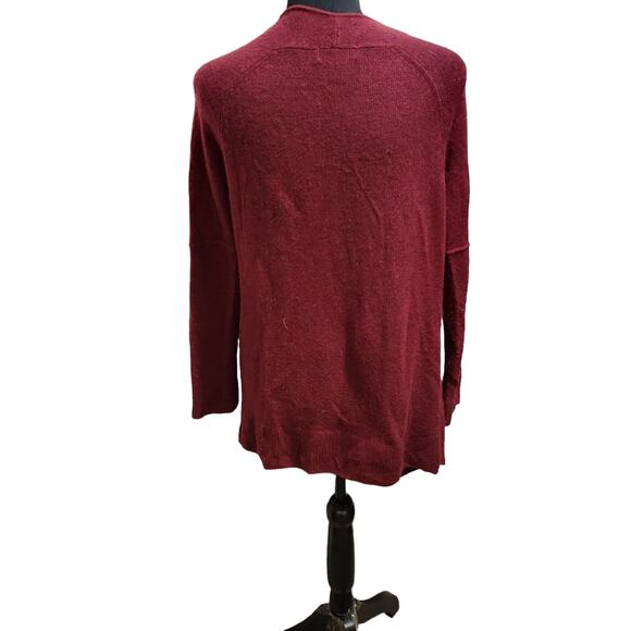 Premise Maroon Burgundy 100% Cashmere Asymmetrical Sweater Cardigan, Sz S - Picture 6 of 7